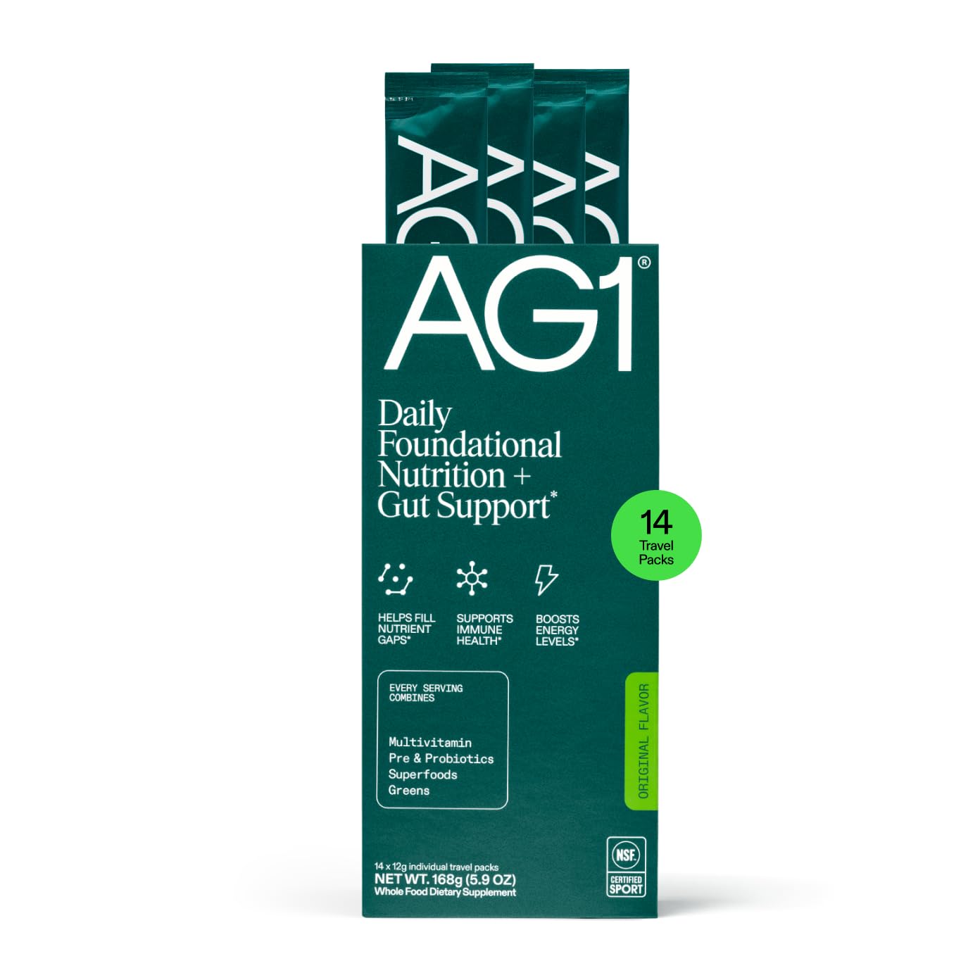 AG1 Athletic Greens Powder Supplement, Improve Gut Health, Multivitamin, Probiotic, Gluten Free, Vegan and Keto Friendly