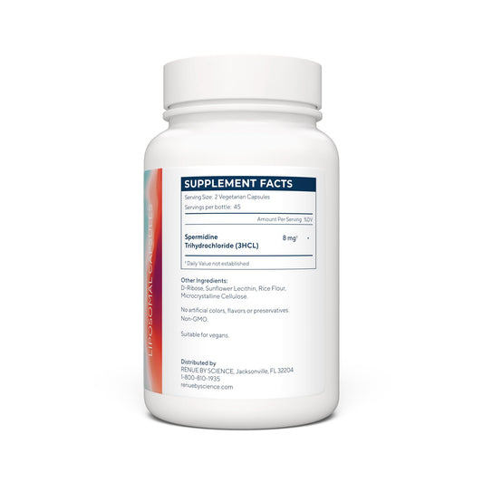 Renue By Science Spermidine Supplements | Liposomal Spermidine Supplements for Women and Men | 90 Capsules - 8mg Spermidine per Serving | Non-GMO & Allergen Free