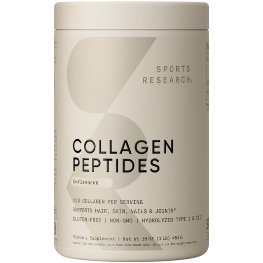 Sports Research Collagen Peptides - Hydrolyzed Type 1 & 3 Collagen Powder Protein Supplement for Healthy Skin, Nails, & Joints