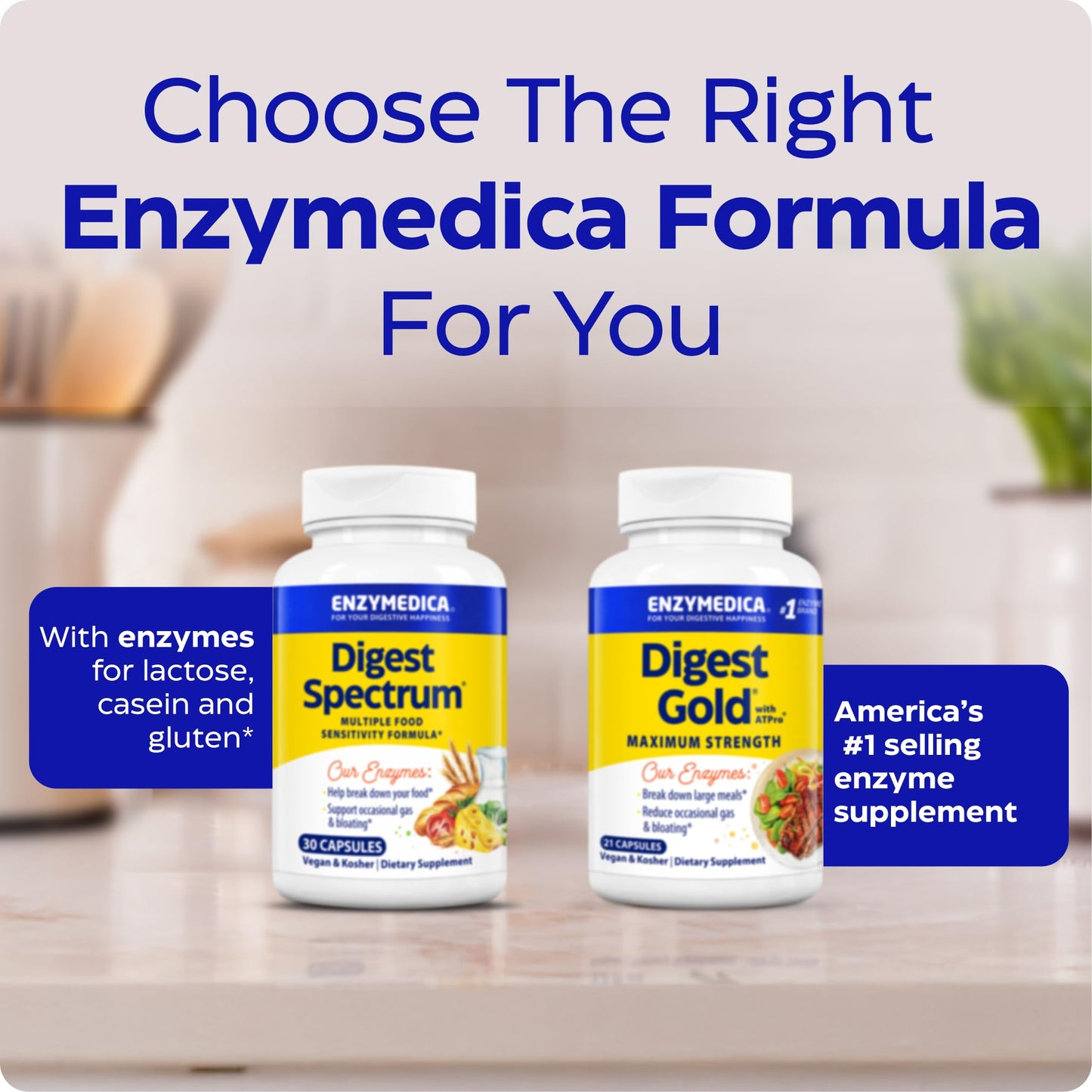 Enzymedica Digest Spectrum - Enzymes for Digestion, Gut Health, & Multiple Food Intolerances, Targets Gluten & Lactose, Helps Gas & Bloating