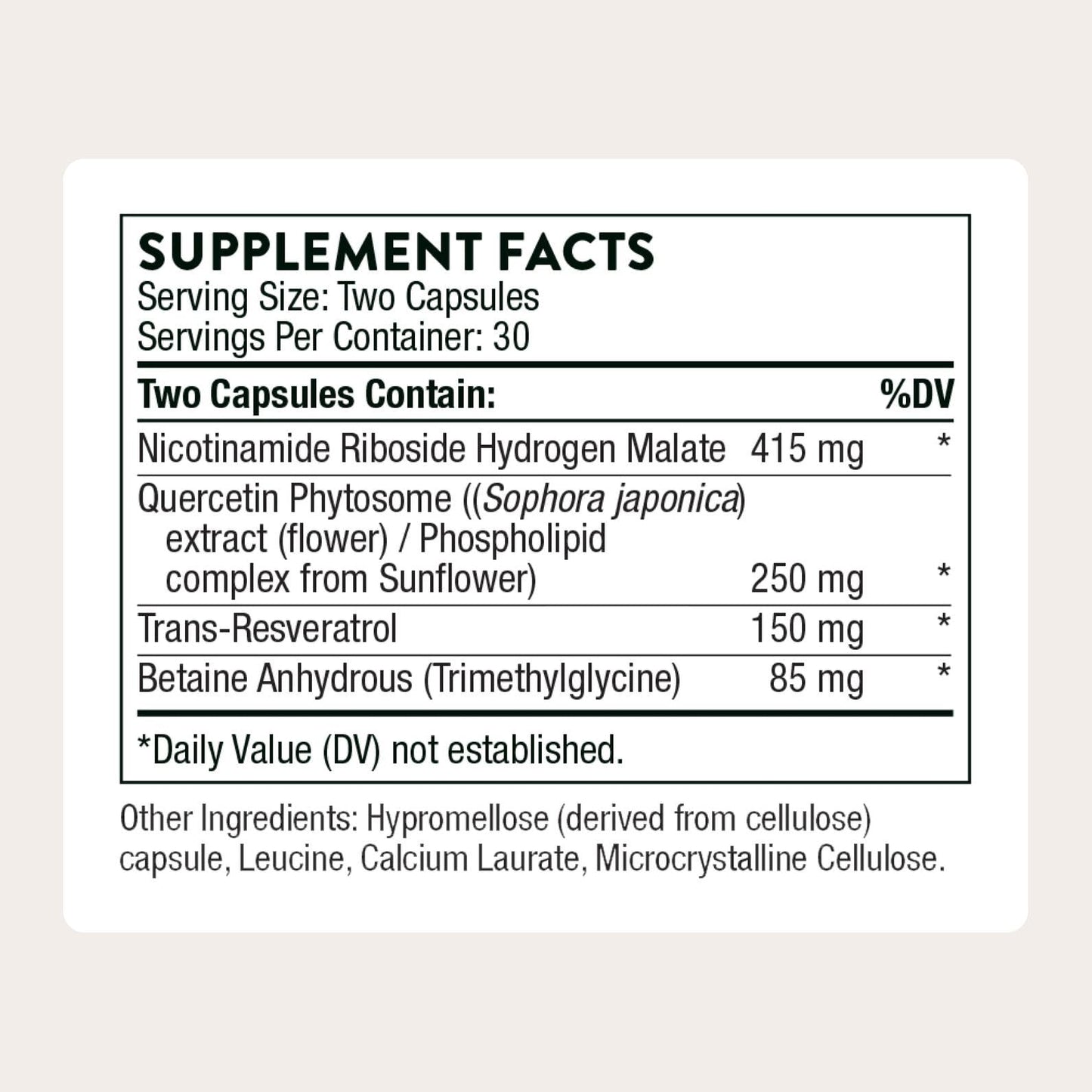 THORNE - ResveraCel - Nicotinamide Riboside with Quercetin Phytosome & Resveratrol