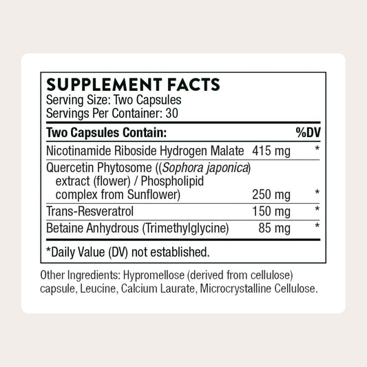 THORNE - ResveraCel - Nicotinamide Riboside with Quercetin Phytosome & Resveratrol