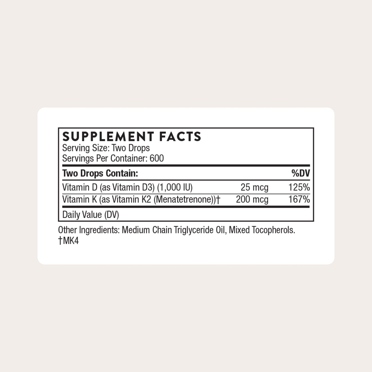 THORNE - Vitamin D + K2 Liquid with a Metered Dispenser - Vitamins D3 & K2 to Support Healthy Bones & Muscles*