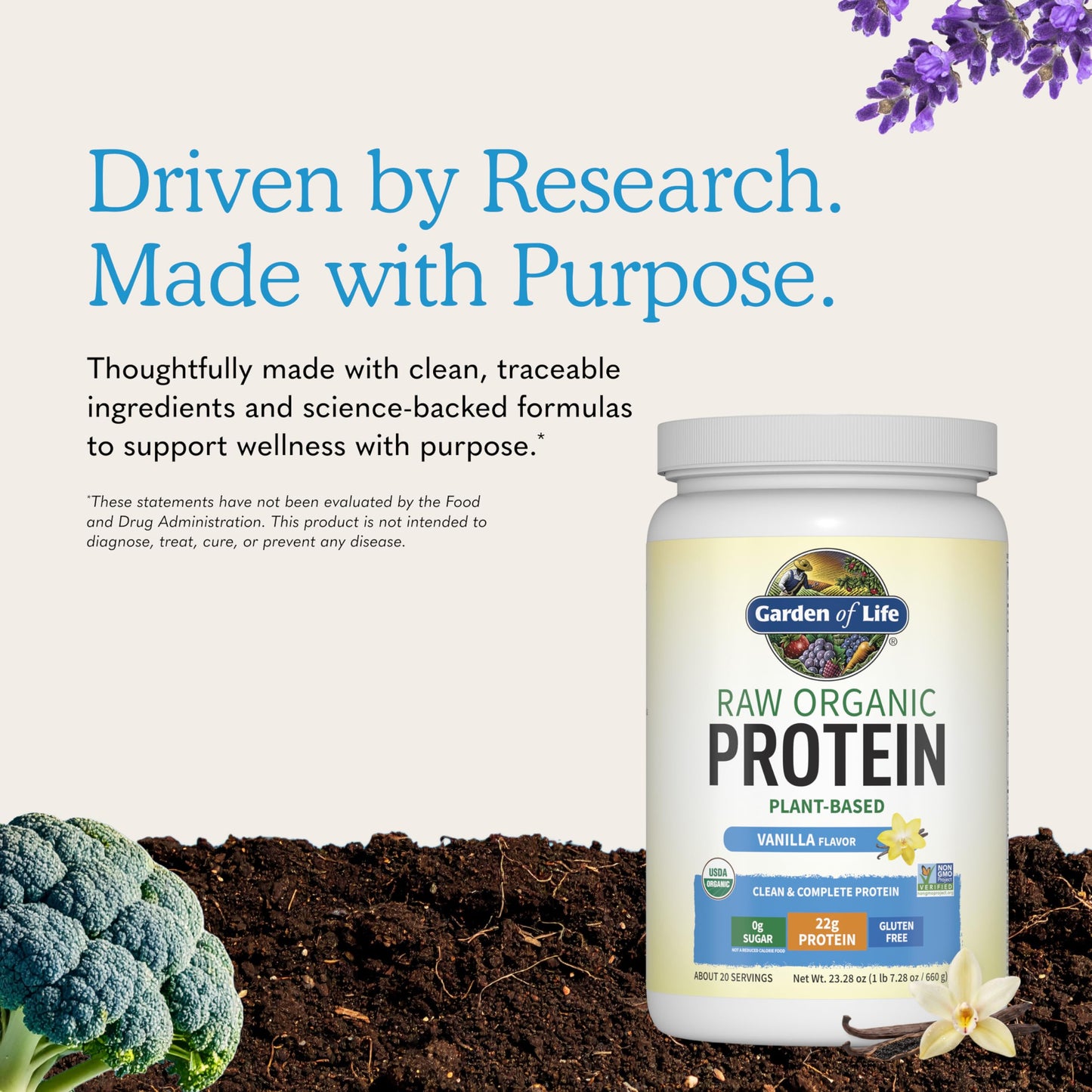 Garden of Life, Protein Powder, Vegan Protein Powder, Bcaa, Probiotics and Digestive Enzymes, Gluten and Lactose Free