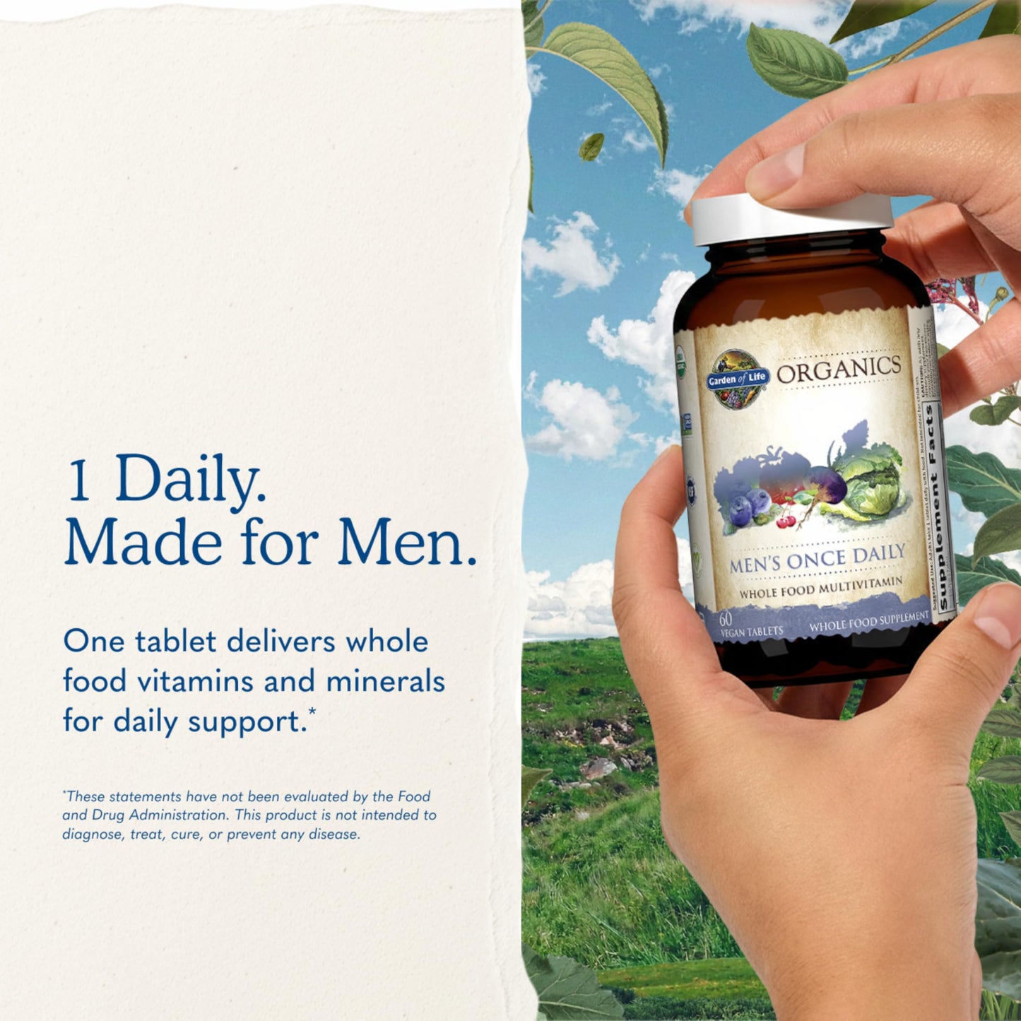 Garden of Life Once Daily Whole Food Multivitamin, Vitamins & Minerals, Vitamin C, Zinc, Vegan, for Health & Well-Being