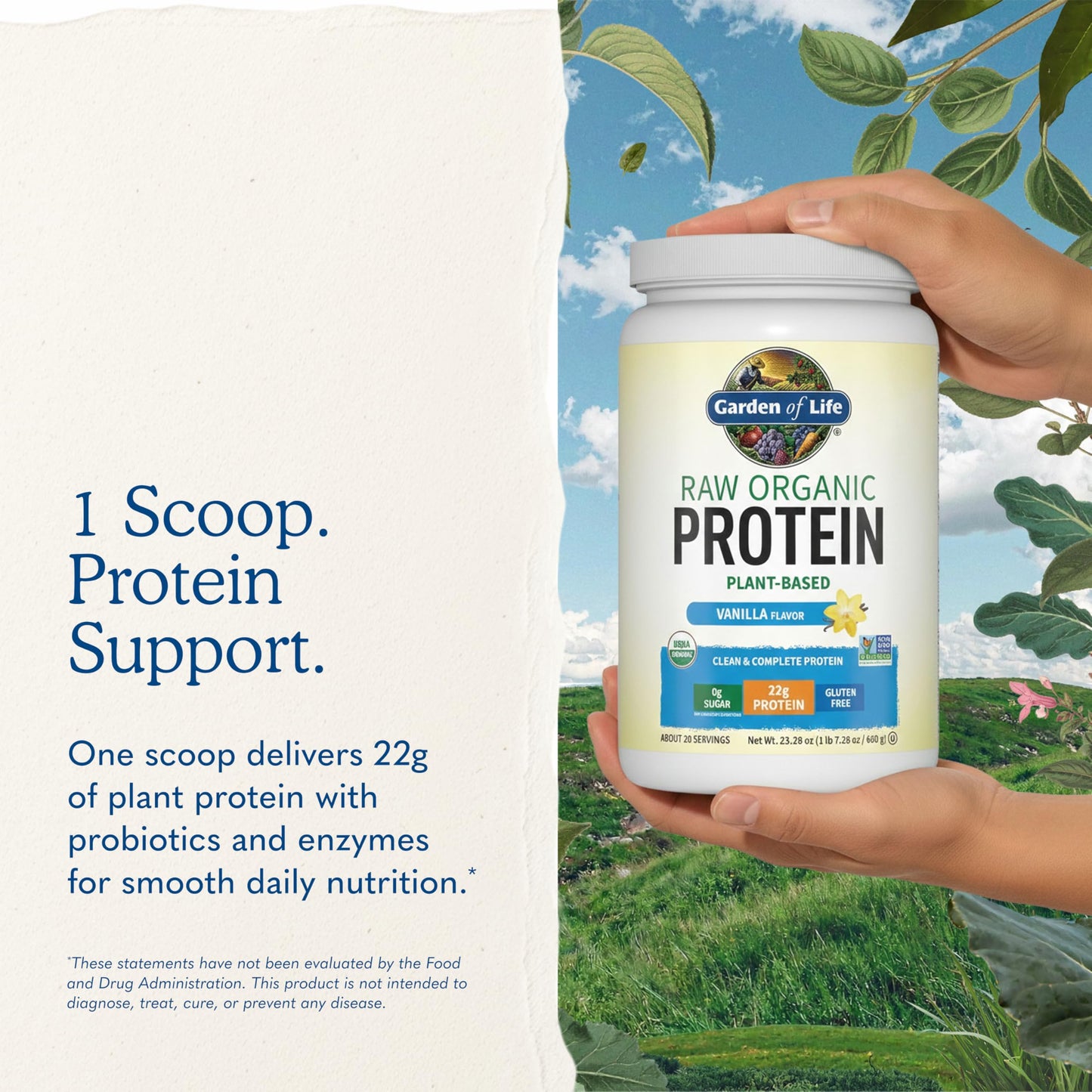 Garden of Life, Protein Powder, Vegan Protein Powder, Bcaa, Probiotics and Digestive Enzymes, Gluten and Lactose Free