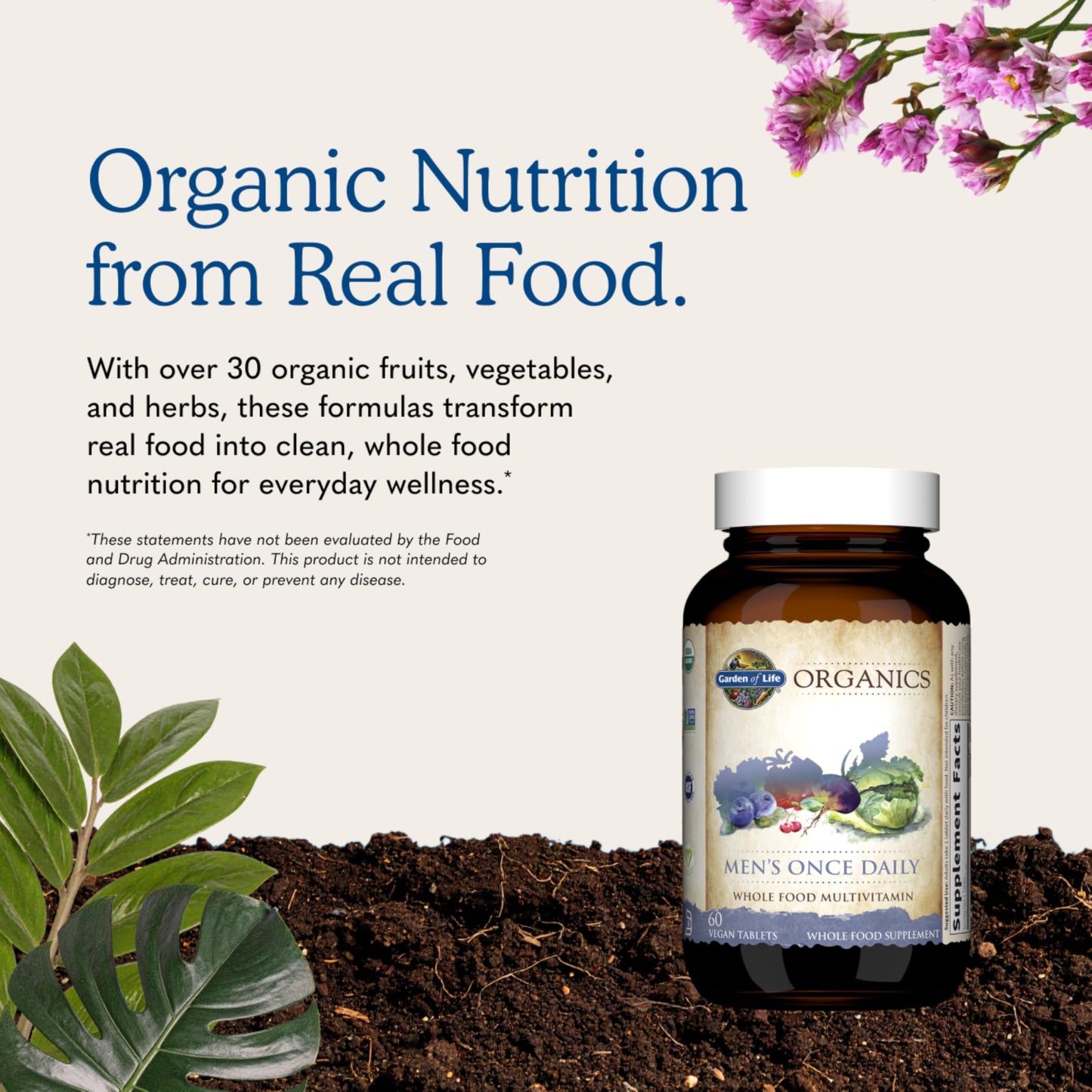 Garden of Life Once Daily Whole Food Multivitamin, Vitamins & Minerals, Vitamin C, Zinc, Vegan, for Health & Well-Being